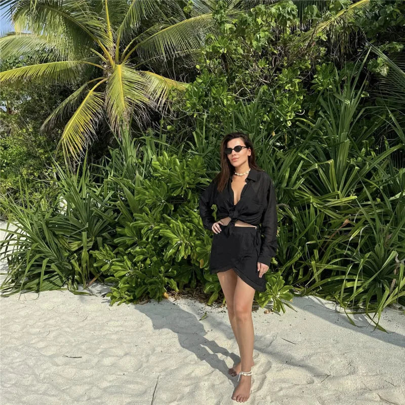 Translucent 2-Piece Resort Set with Long Sleeve Shirt | Matching sets