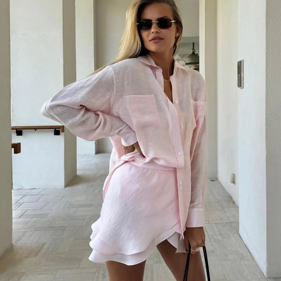 Translucent 2-Piece Resort Set with Long Sleeve Shirt | Matching sets