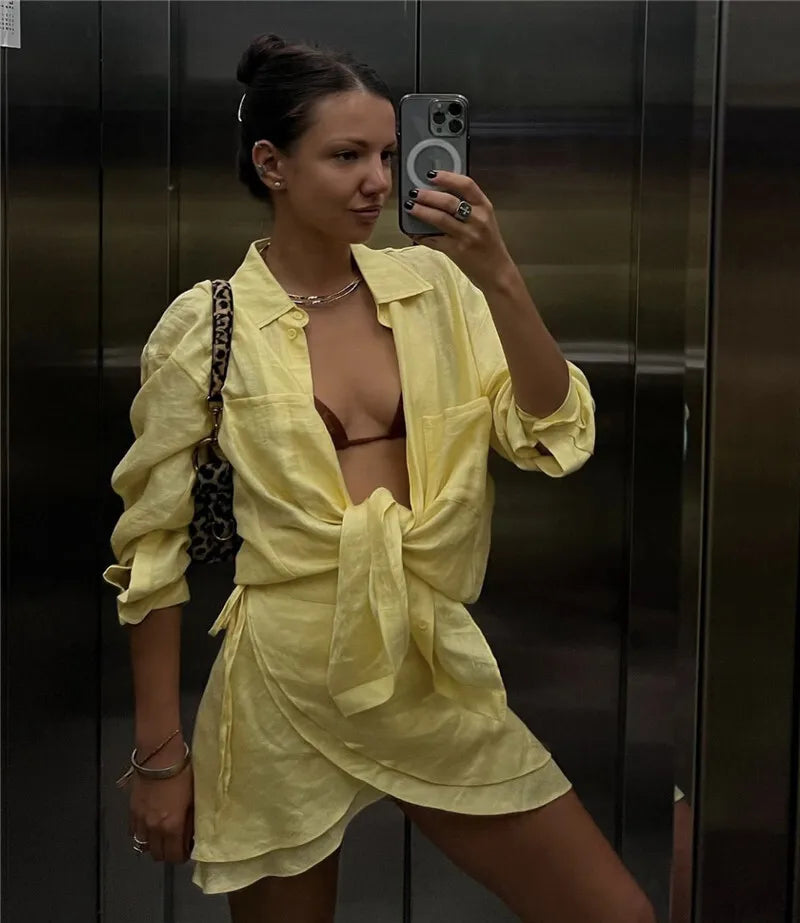 Translucent 2-Piece Resort Set with Long Sleeve Shirt | Matching sets