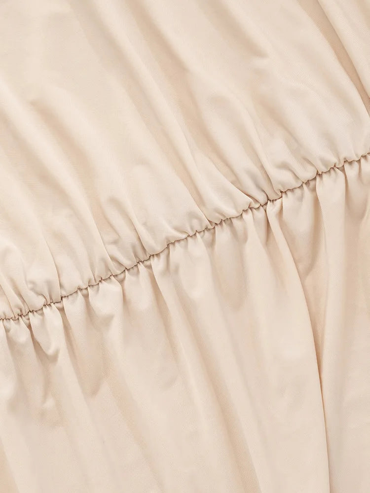 Sheer Ruched Ruffle Midi Dress for Special Party Events | Party Dresses