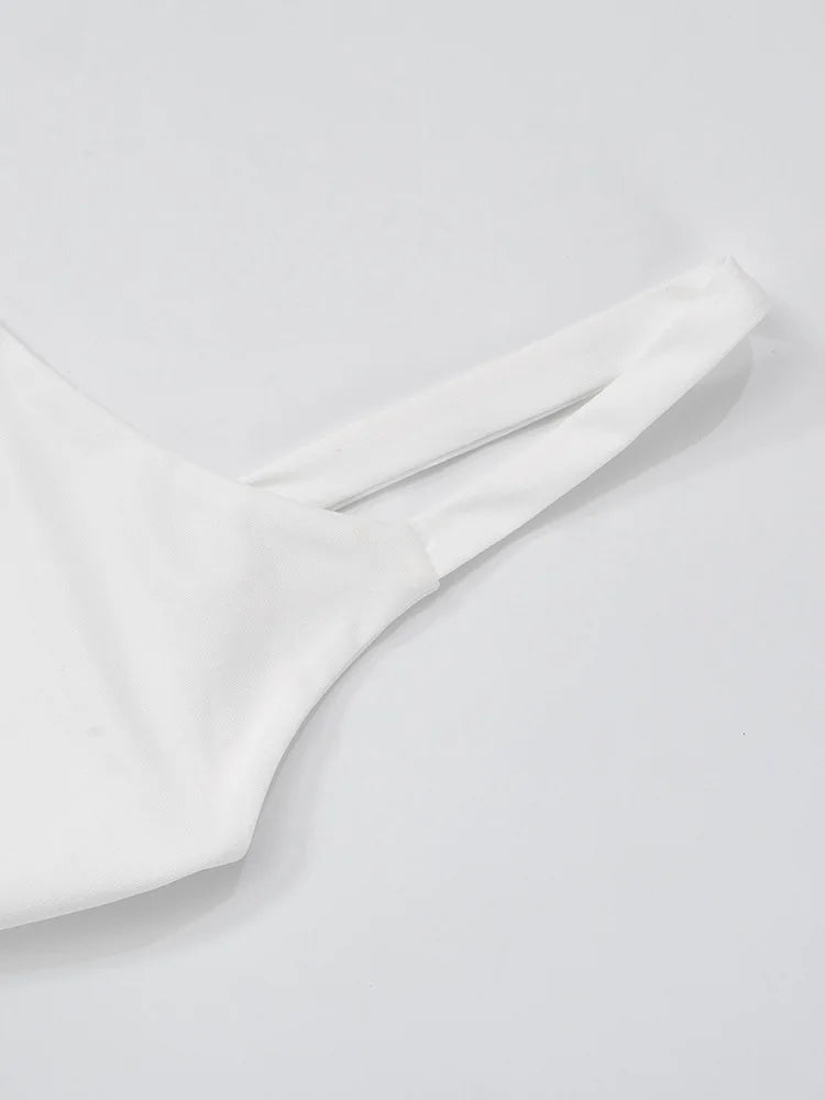 Scoop Neck White Mesh Panel Dress for Rooftop Parties | See-through Dresses