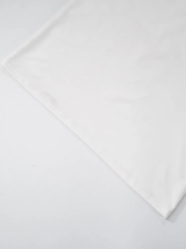 Scoop Neck White Mesh Panel Dress for Rooftop Parties | See-through Dresses