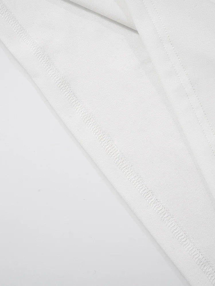 Scoop Neck White Mesh Panel Dress for Rooftop Parties | See-through Dresses