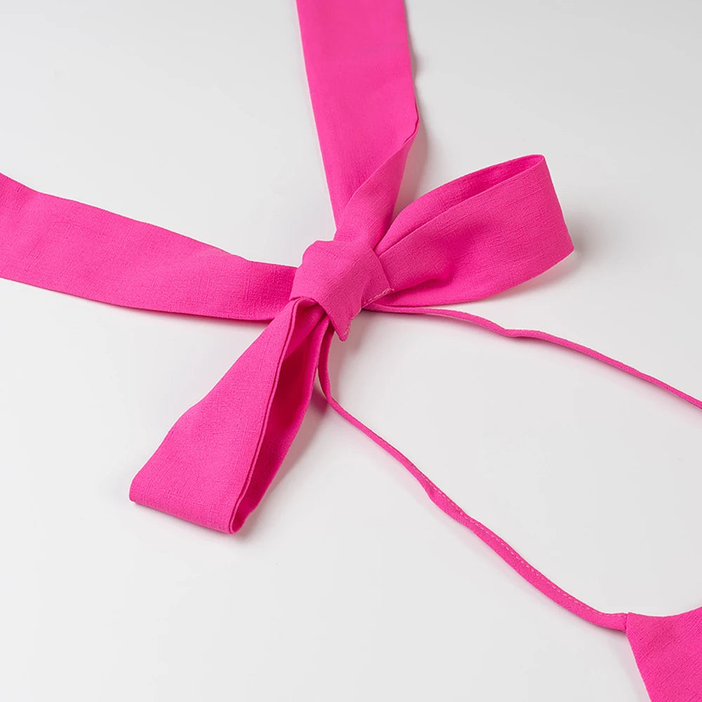 Structured Hot Pink Playsuit with Bow Back for Summer Events | Rompers