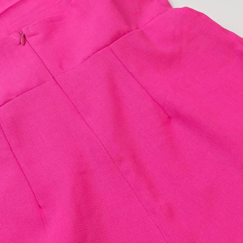 Structured Hot Pink Playsuit with Bow Back for Summer Events | Rompers