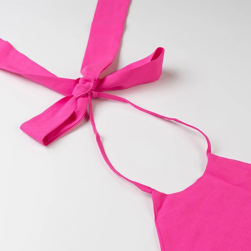Structured Hot Pink Playsuit with Bow Back for Summer Events | Rompers