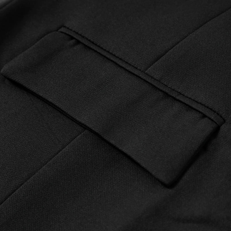 Tailored Strapless Black Top with Buttons and Flaps | Tube Tops