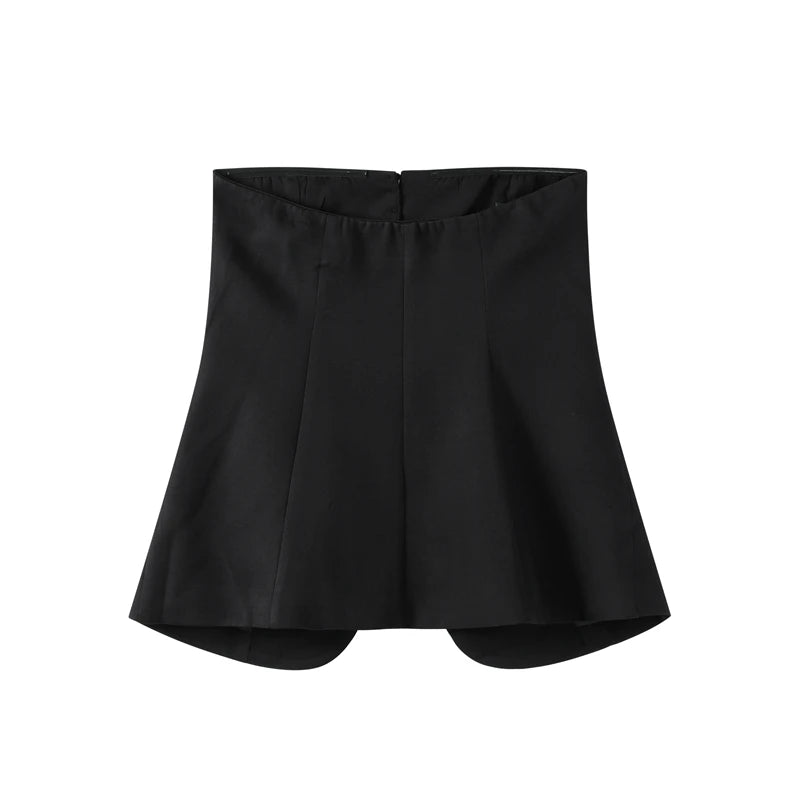 Tailored Strapless Black Top with Buttons and Flaps | Tube Tops