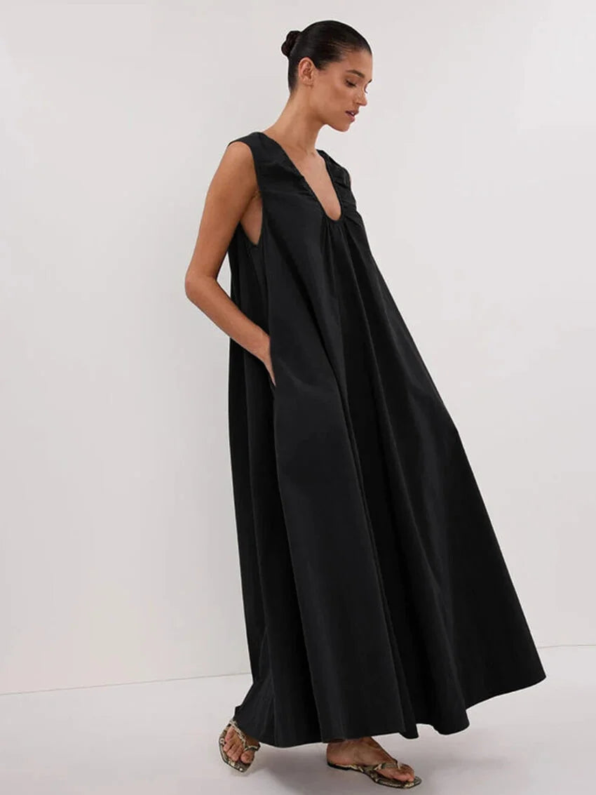 White or Black Cotton Maxi Dress for Beach Getaways | Casual Dresses