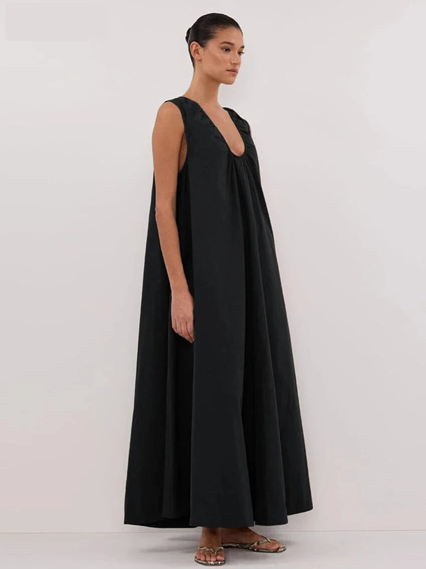 White or Black Cotton Maxi Dress for Beach Getaways | Casual Dresses