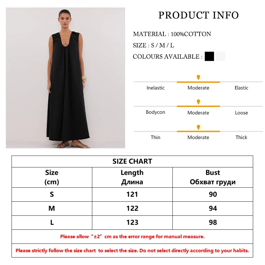 White or Black Cotton Maxi Dress for Beach Getaways | Casual Dresses