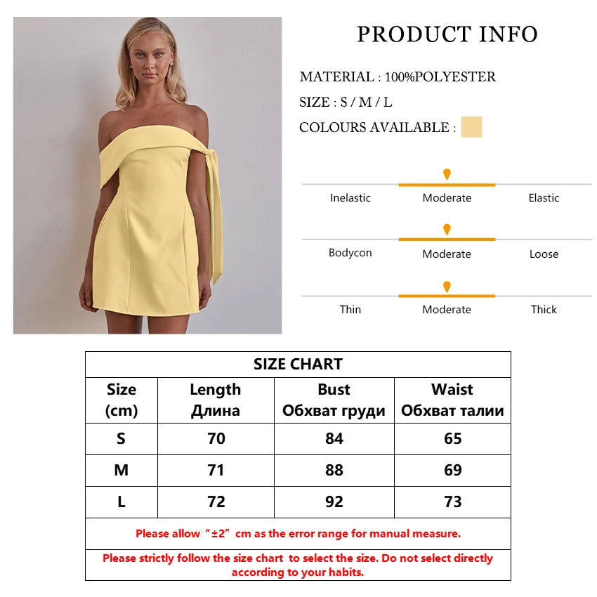 A-Line Yellow Mini Dress with One-Shoulder Draped Detail | A-Line Dresses