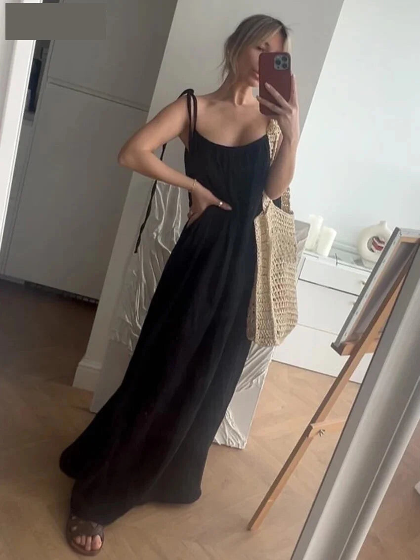 Vacation Maxi Dress with Tie Straps and Scoop Neck | Maxi Dresses