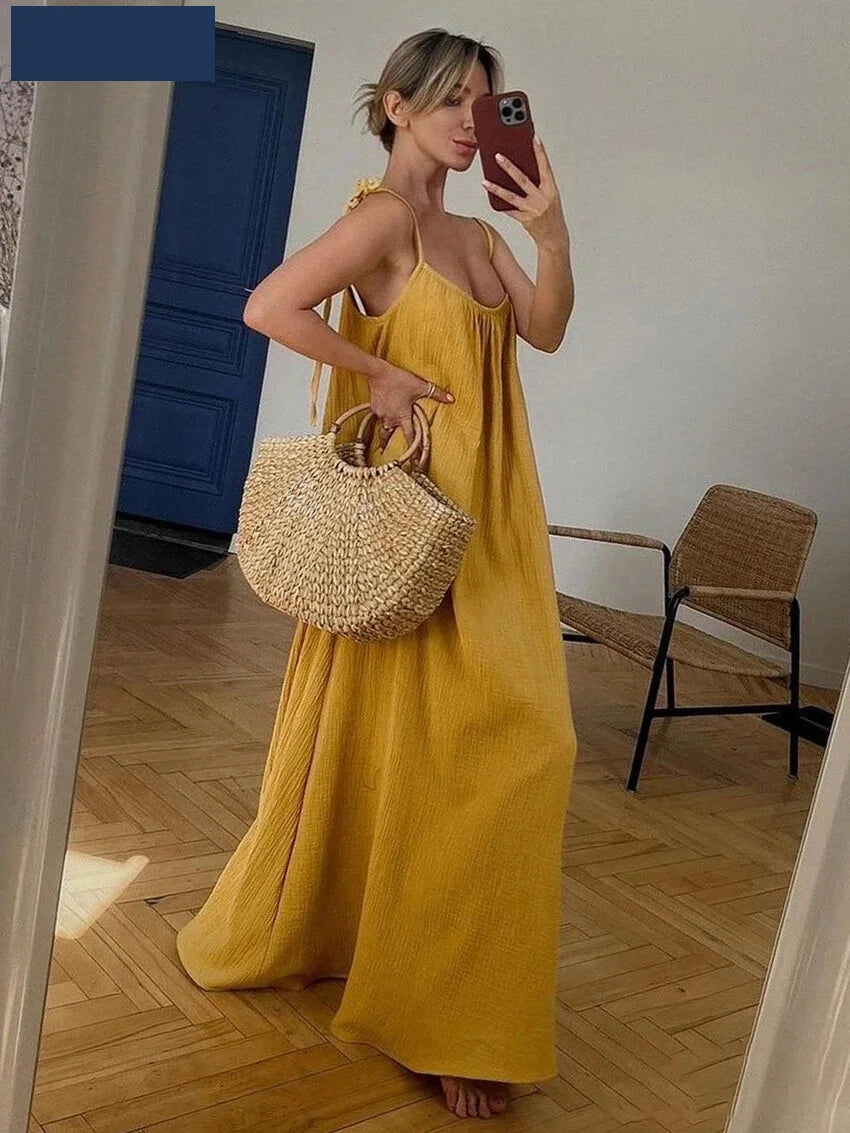Vacation Maxi Dress with Tie Straps and Scoop Neck | Maxi Dresses