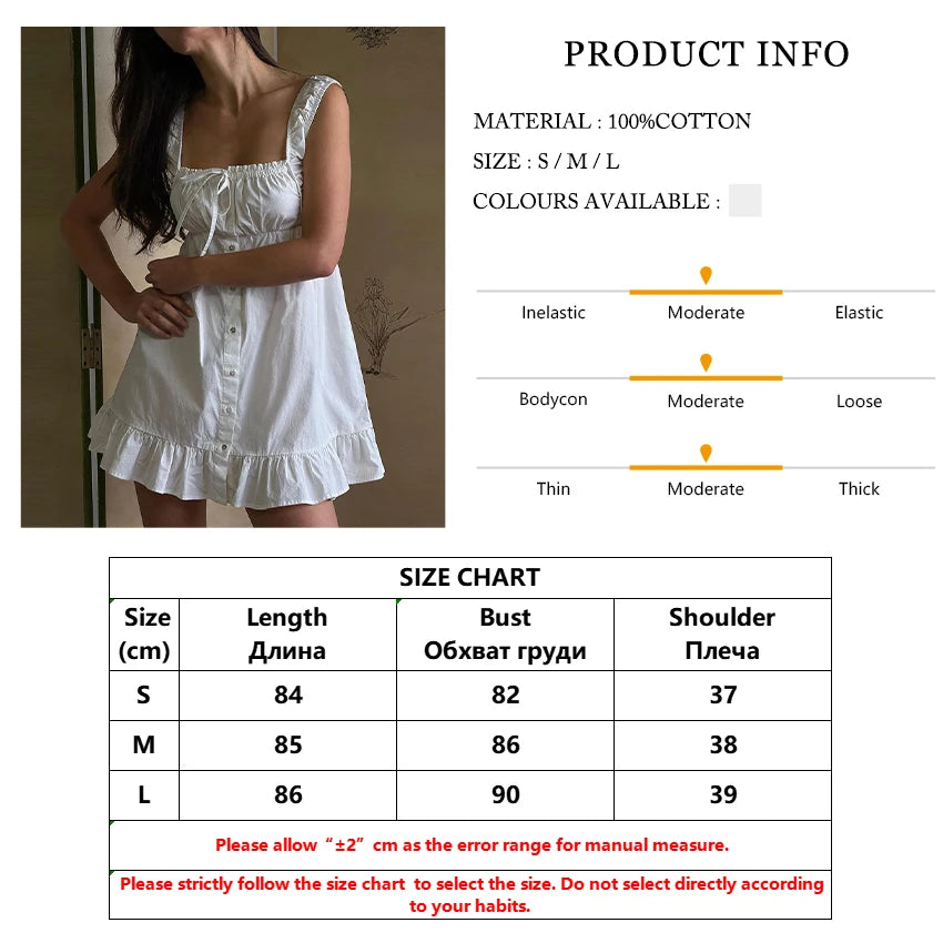 100% Cotton Sleeveless Summer Dress with Ruffle Hem & Buttons | Casual Dresses