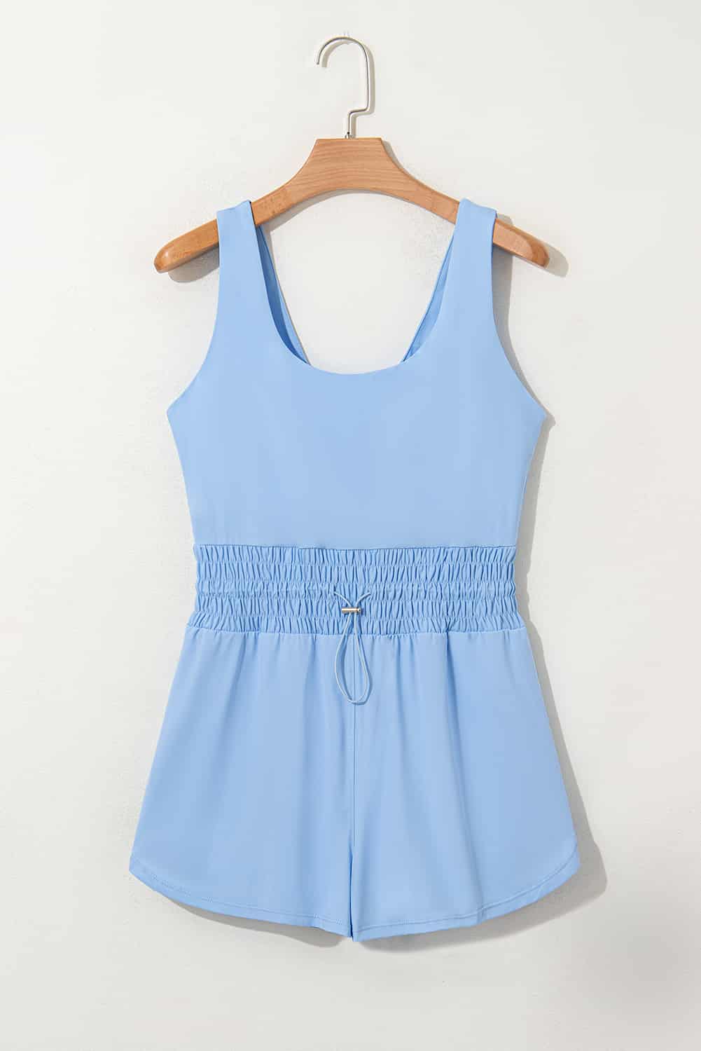 Casual Blue Sleeveless Romper with Cinched Waist | Jumpsuits & Rompers