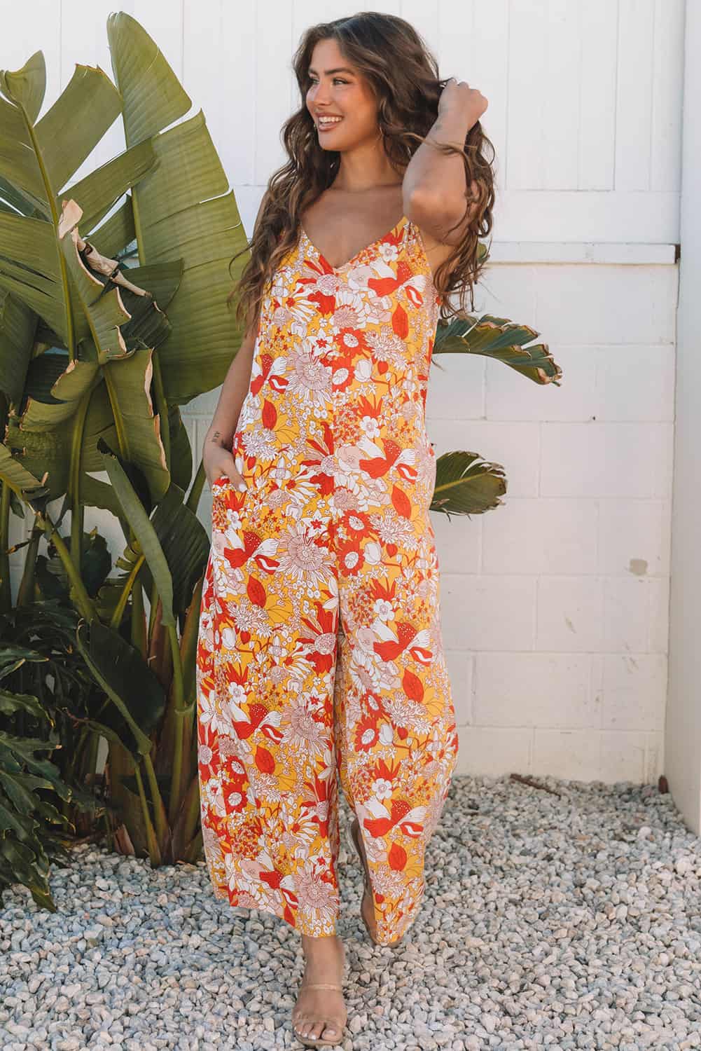 Bright Floral Wide-Leg Jumpsuit for Vacation Outfits | Jumpsuits & Rompers