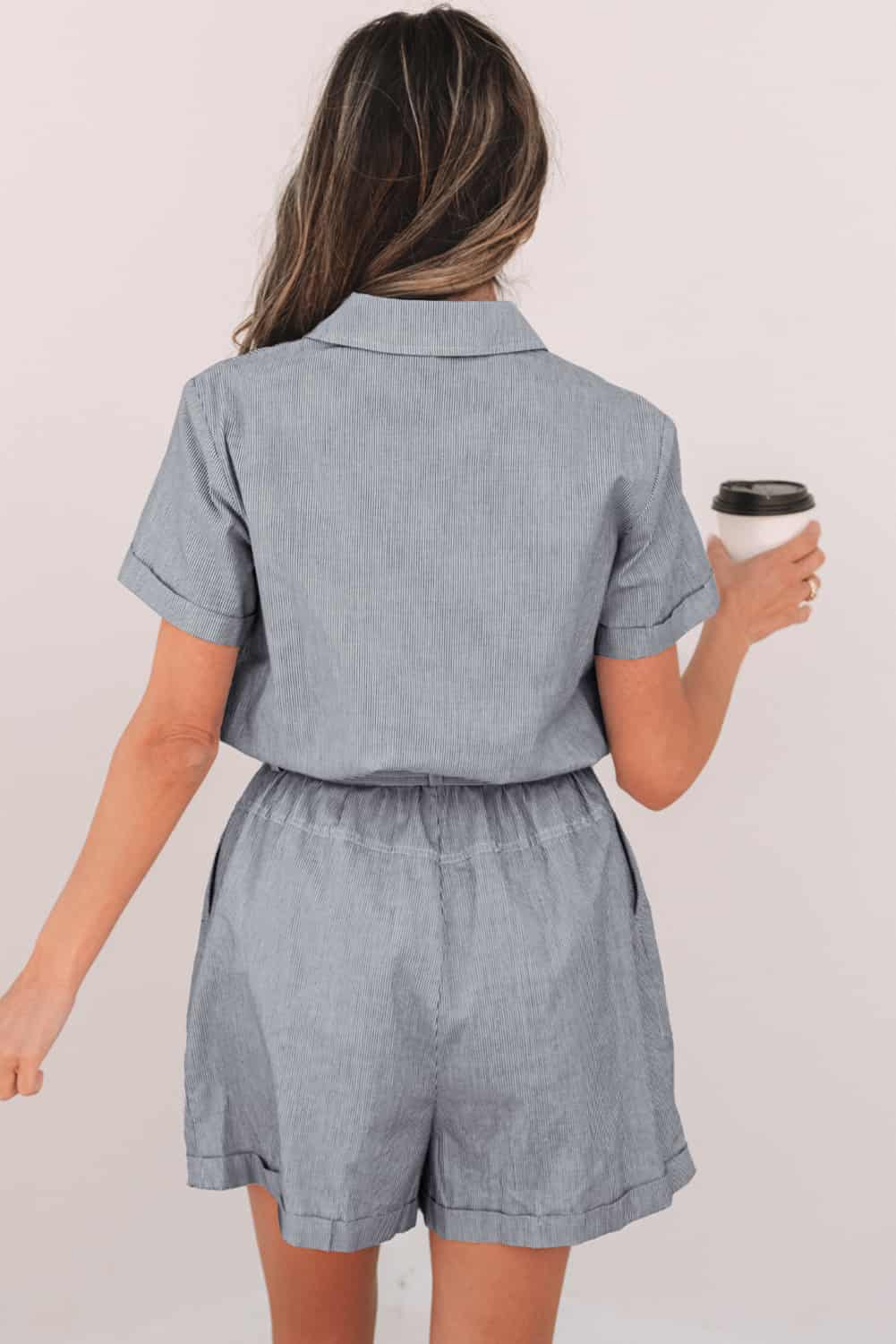 Women's Striped Belted Cotton Romper for Vacations & Office Casual | Jumpsuits & Rompers