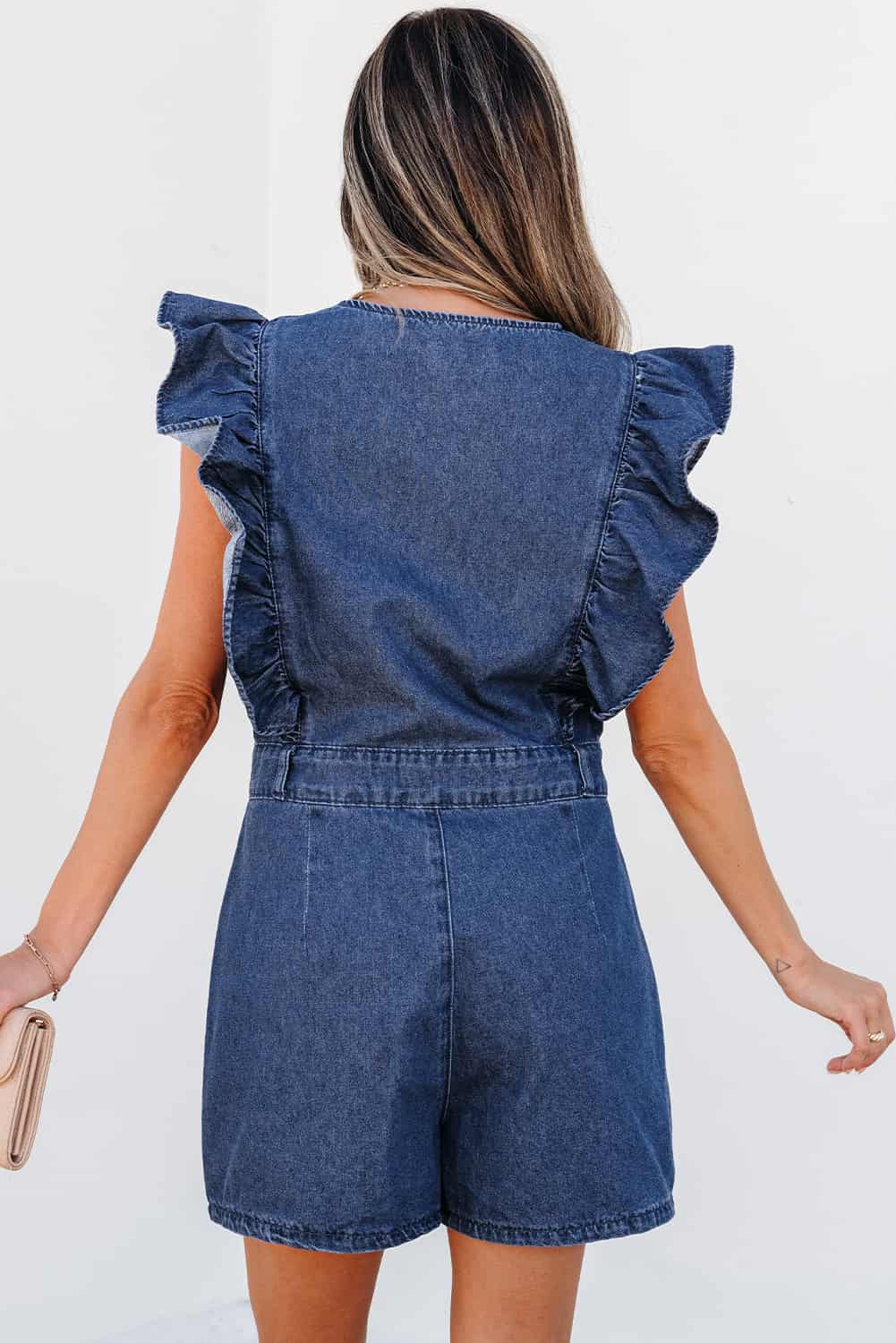 Structured Summer Romper in Washed Denim | Jumpsuits & Rompers