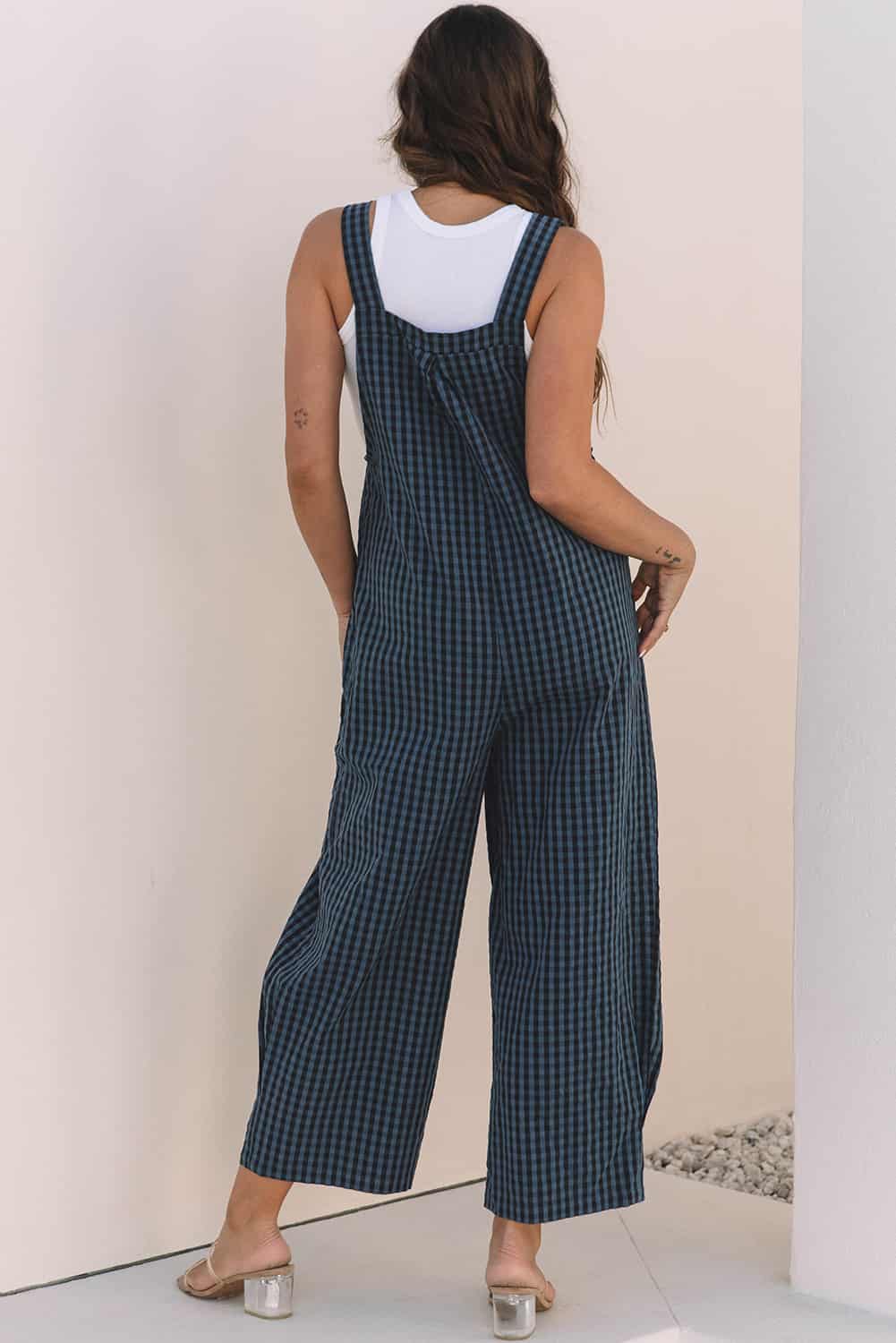 Women’s Gingham Jumpsuit with Bib Pocket & Wide Legs | Jumpsuits & Rompers