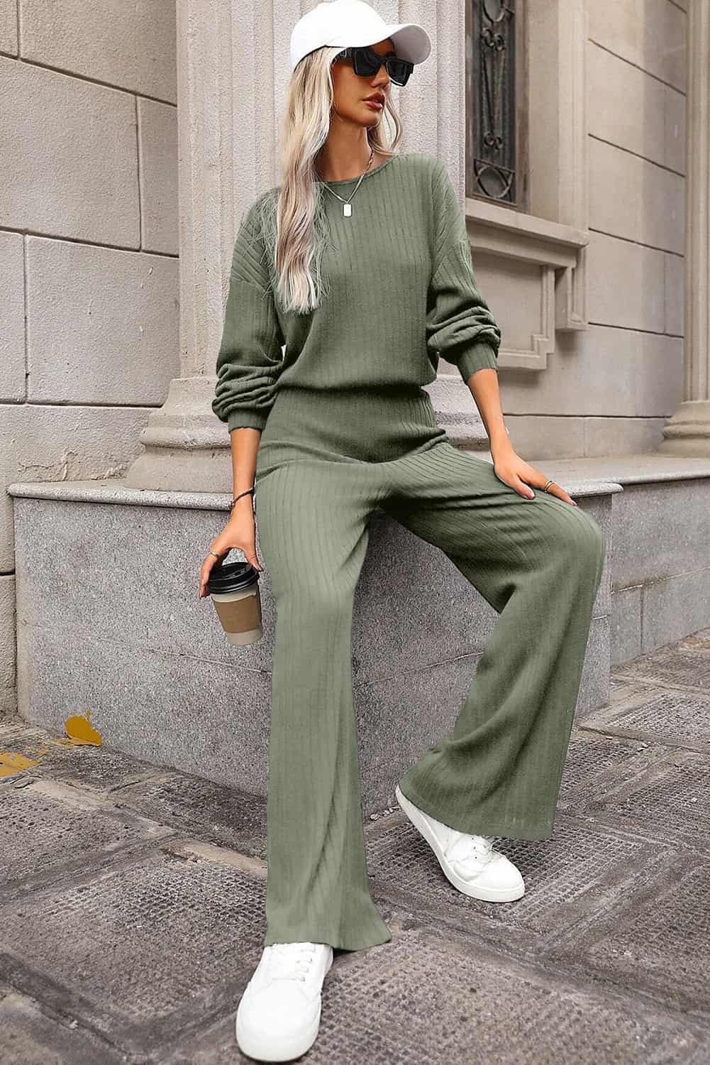 Wide-Leg Ribbed Knit Black Jumpsuit for Women’s Streetwear | Jumpsuits & Rompers
