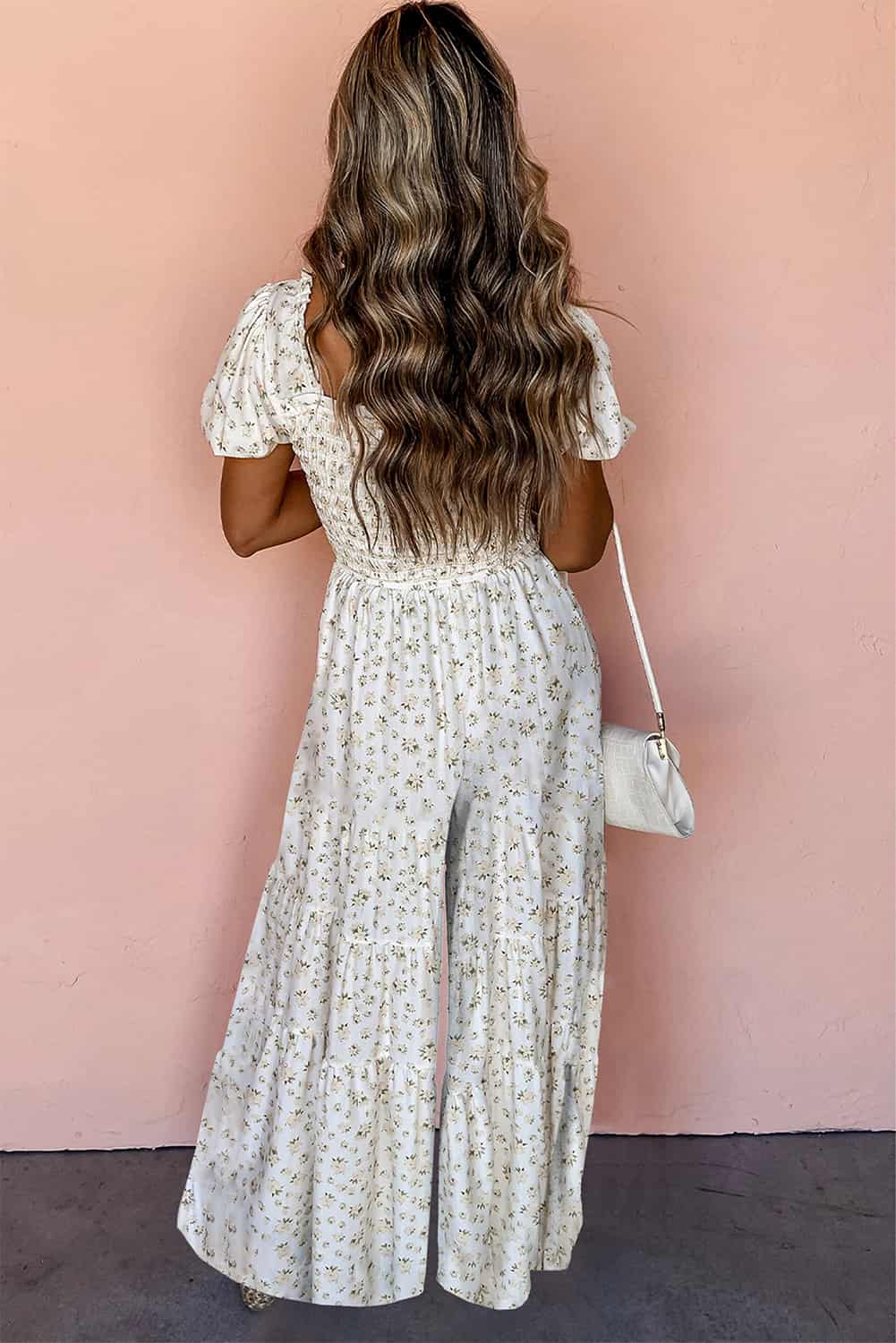 Square Neck Boho Floral Jumpsuit with Tiered Wide-Leg | Jumpsuits & Rompers