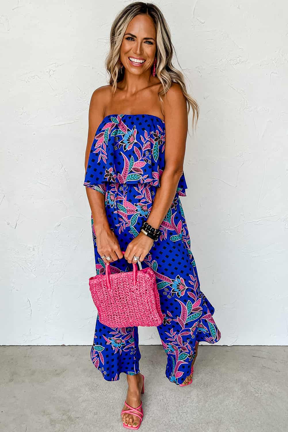 Bold Strapless Ruffle Jumpsuit for Vacations & Brunch Days | Jumpsuits & Rompers