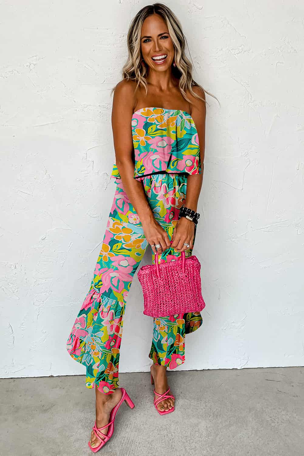 Bold Strapless Ruffle Jumpsuit for Vacations & Brunch Days | Jumpsuits & Rompers