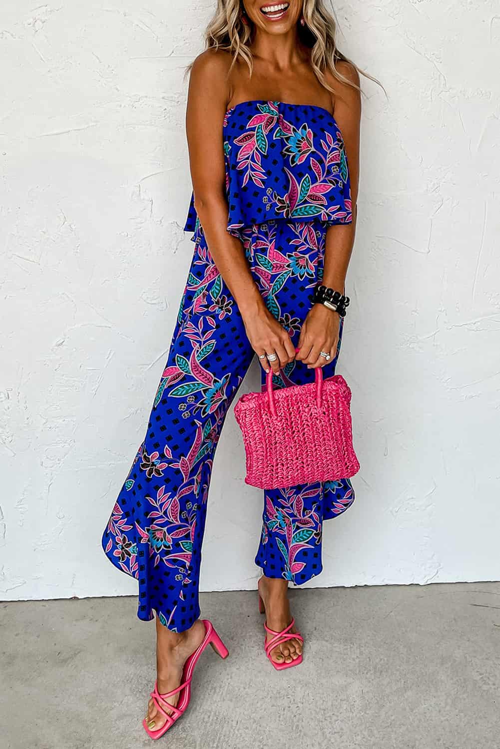 Bold Strapless Ruffle Jumpsuit for Vacations & Brunch Days | Jumpsuits & Rompers