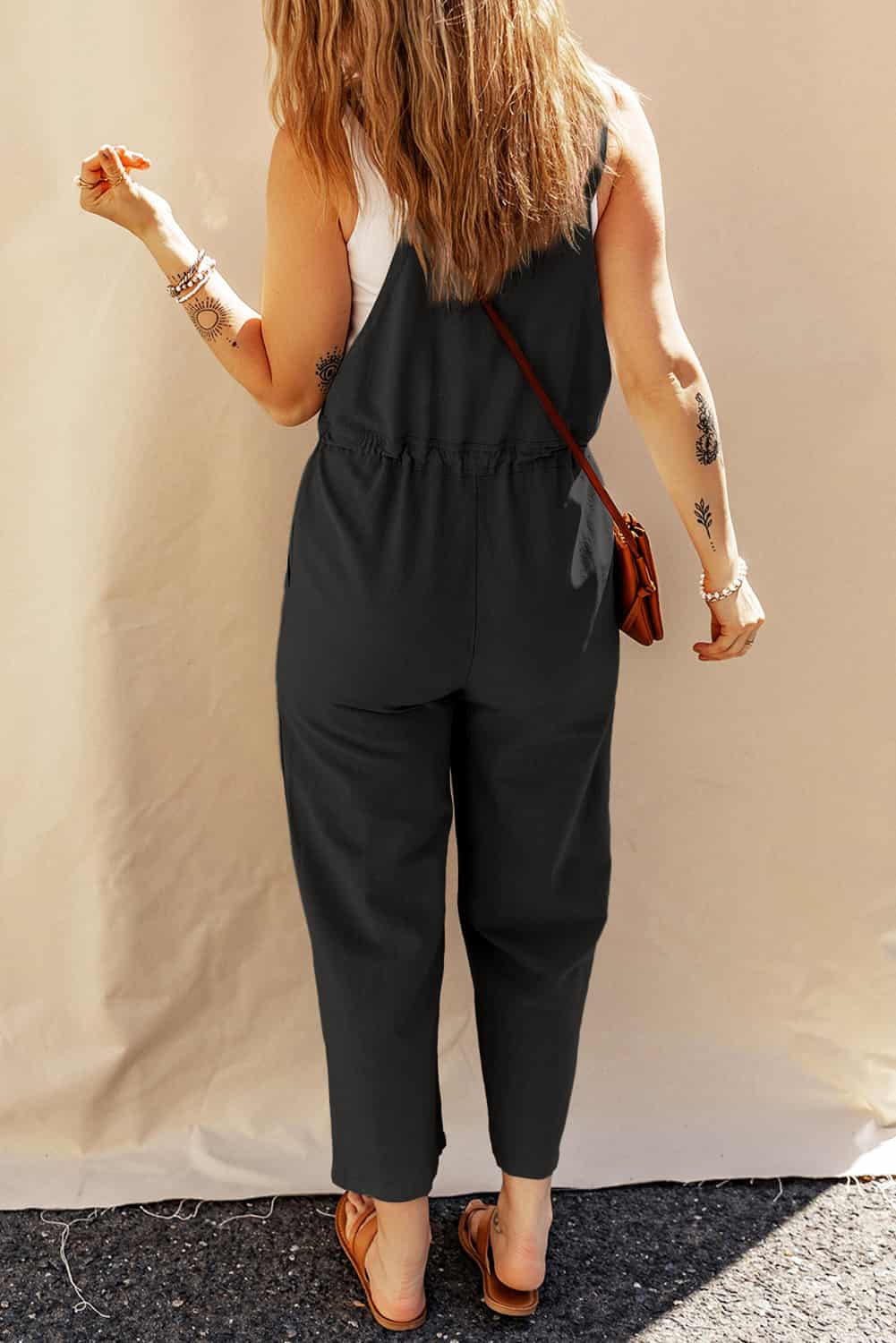 Cropped Overalls with Adjustable Straps – Linen Utility Jumpsuit | Jumpsuits & Rompers