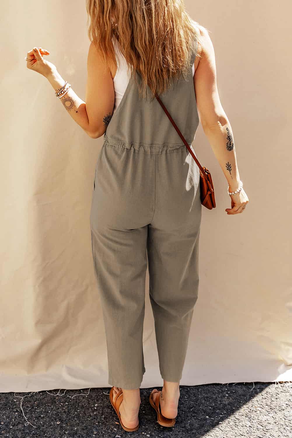 Cropped Overalls with Adjustable Straps – Linen Utility Jumpsuit | Jumpsuits & Rompers
