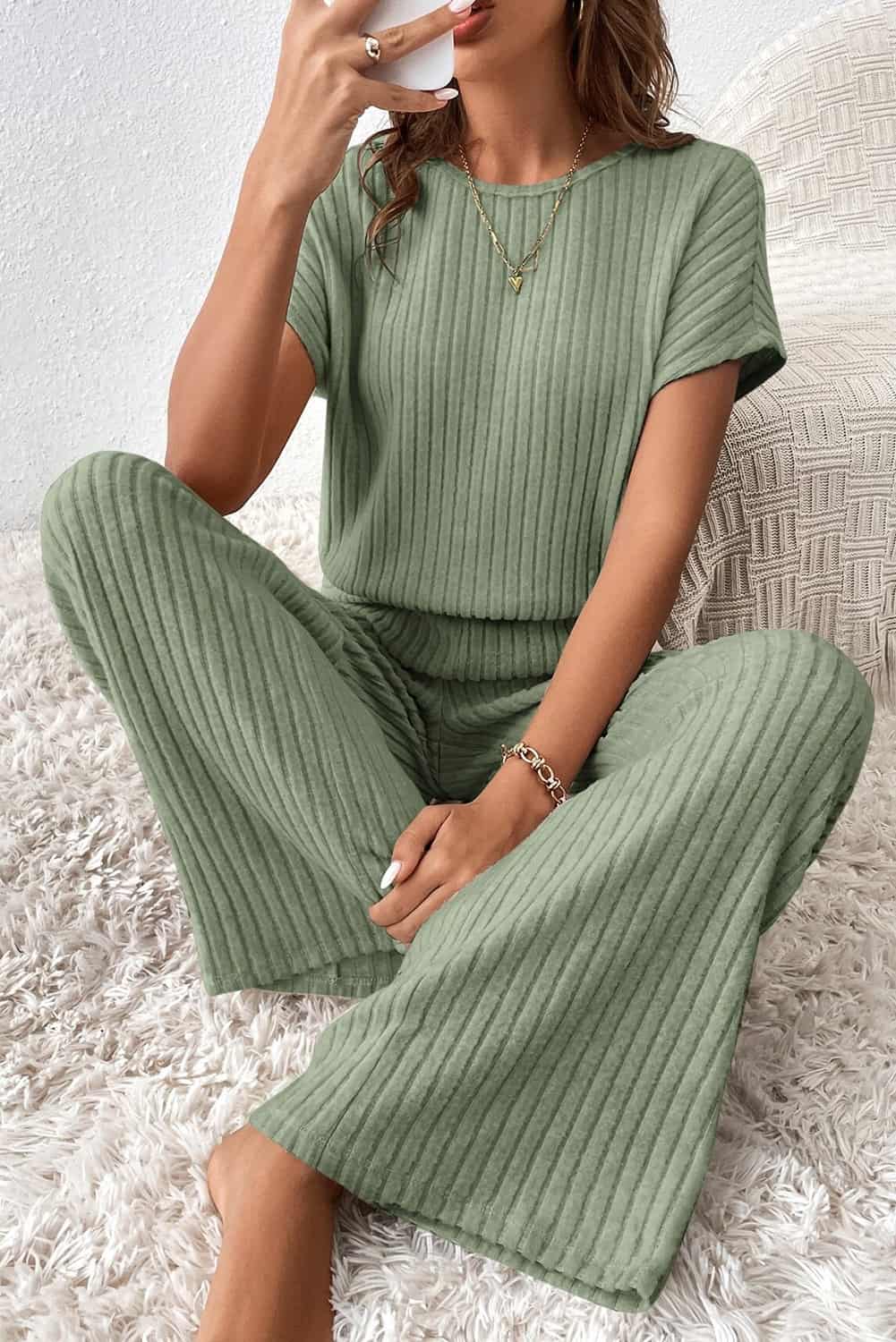 Minimalist Ribbed Lounge Jumpsuit for Women | Full-Length Fit | Jumpsuits & Rompers