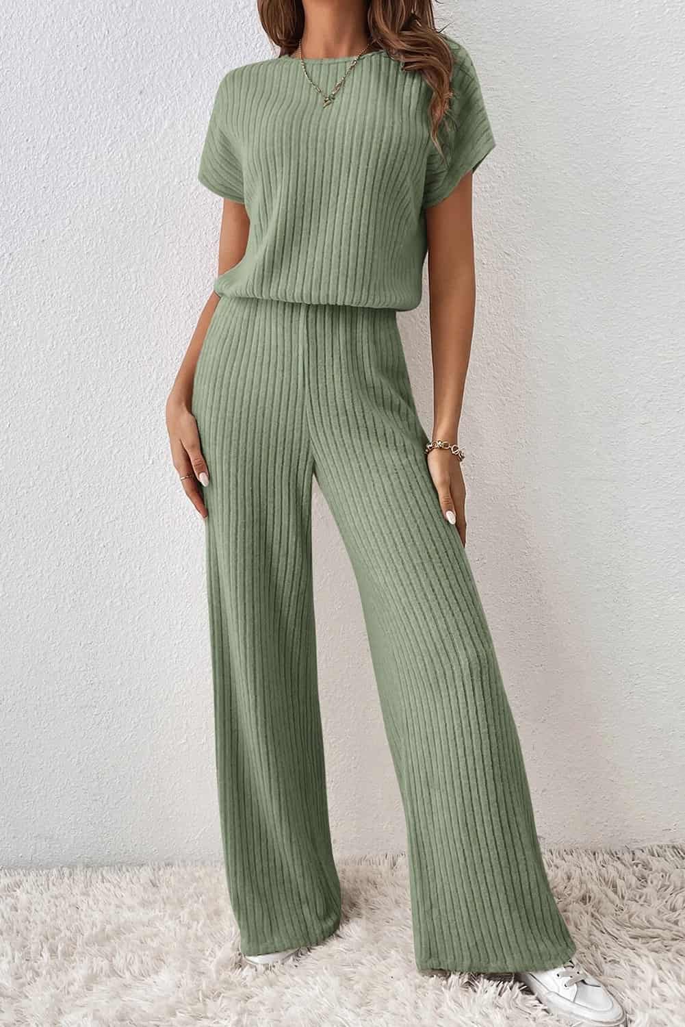 Minimalist Ribbed Lounge Jumpsuit for Women | Full-Length Fit | Jumpsuits & Rompers
