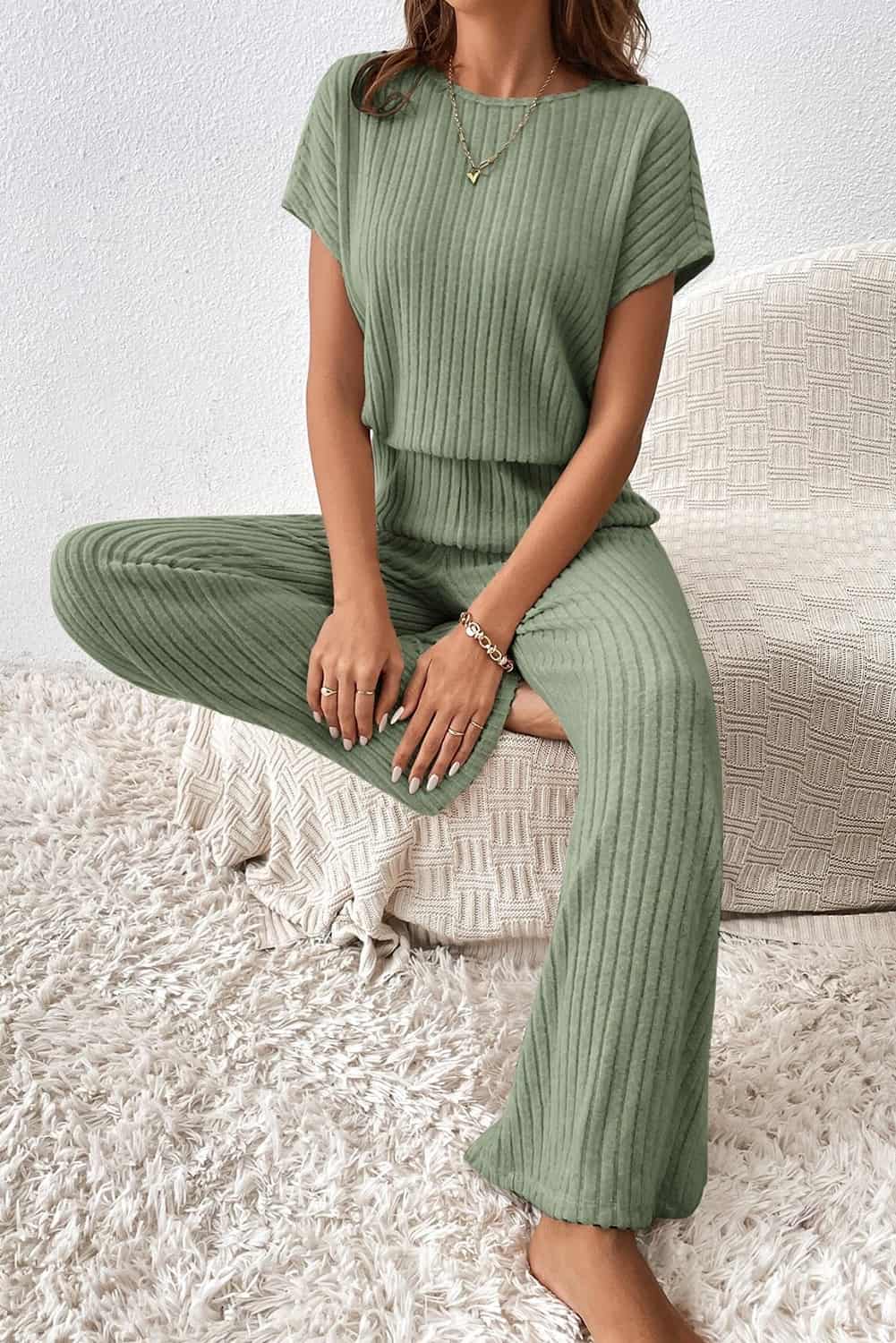 Minimalist Ribbed Lounge Jumpsuit for Women | Full-Length Fit | Jumpsuits & Rompers