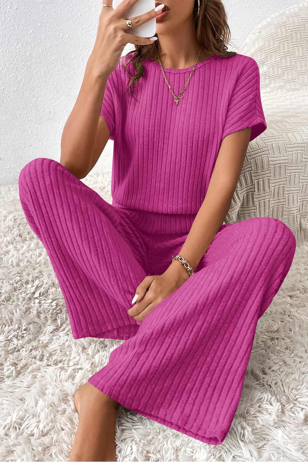 Minimalist Ribbed Lounge Jumpsuit for Women | Full-Length Fit | Jumpsuits & Rompers