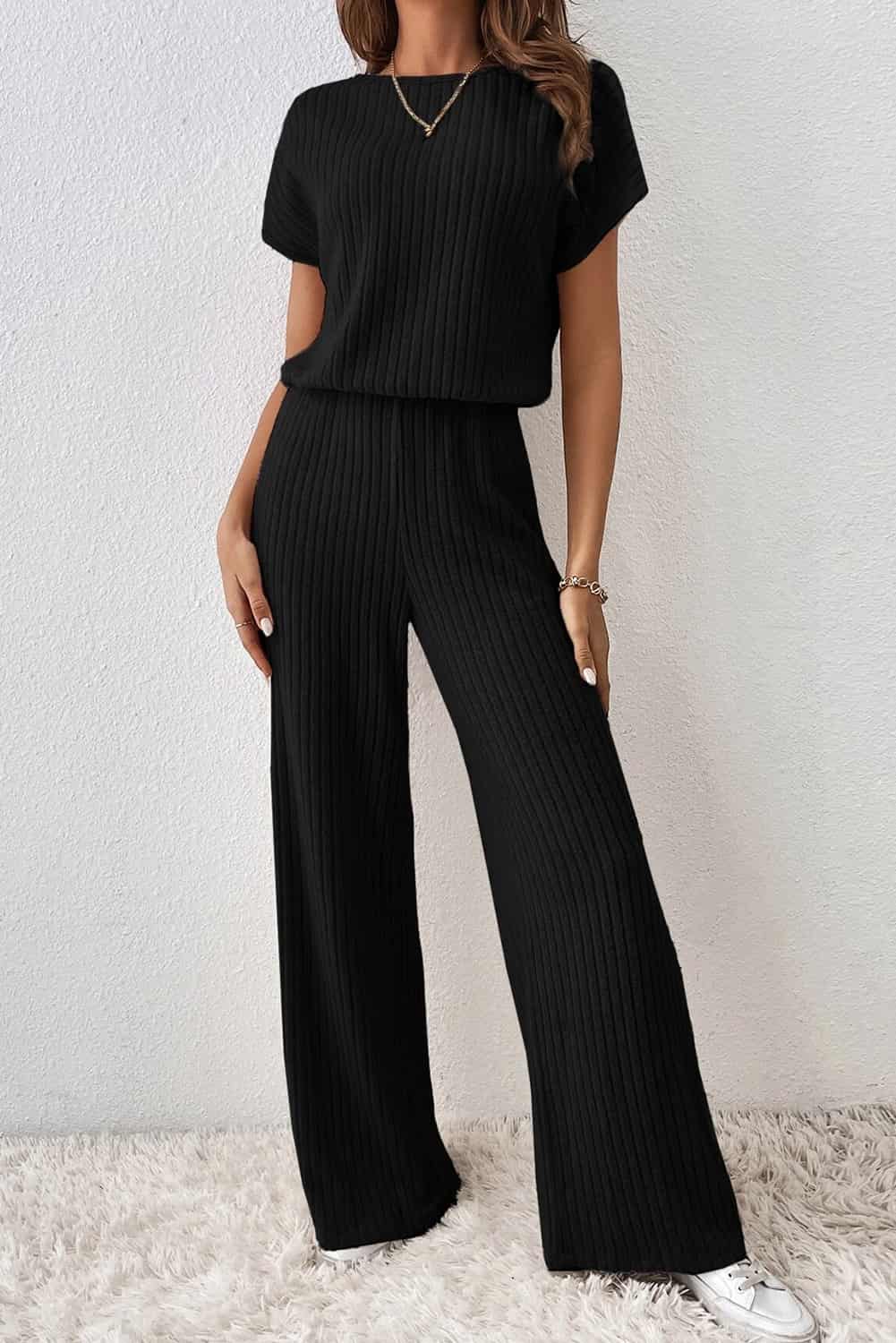 Minimalist Ribbed Lounge Jumpsuit for Women | Full-Length Fit | Jumpsuits & Rompers
