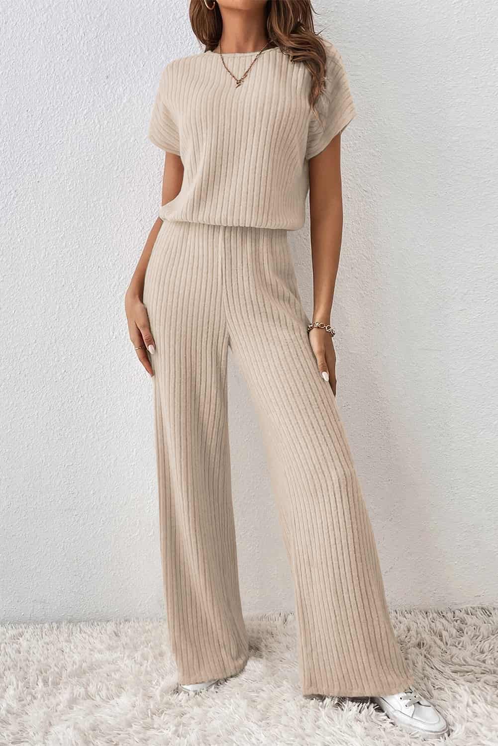 Minimalist Ribbed Lounge Jumpsuit for Women | Full-Length Fit | Jumpsuits & Rompers