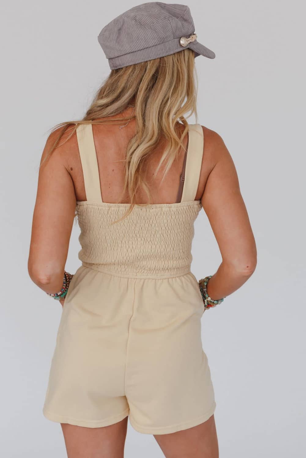 Casual Smocked Romper with Wide Straps for Summer Days | Jumpsuits & Rompers